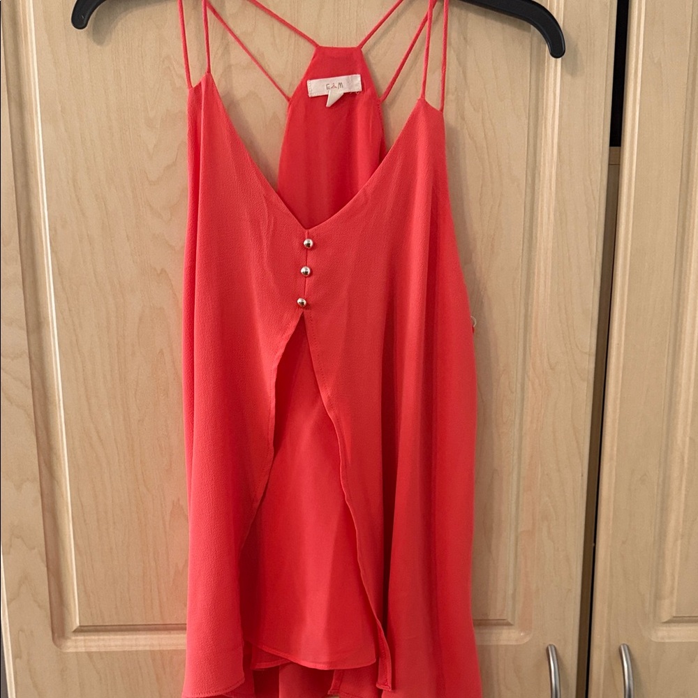 Ella Moss Coral Layered Camisole with Button Detail